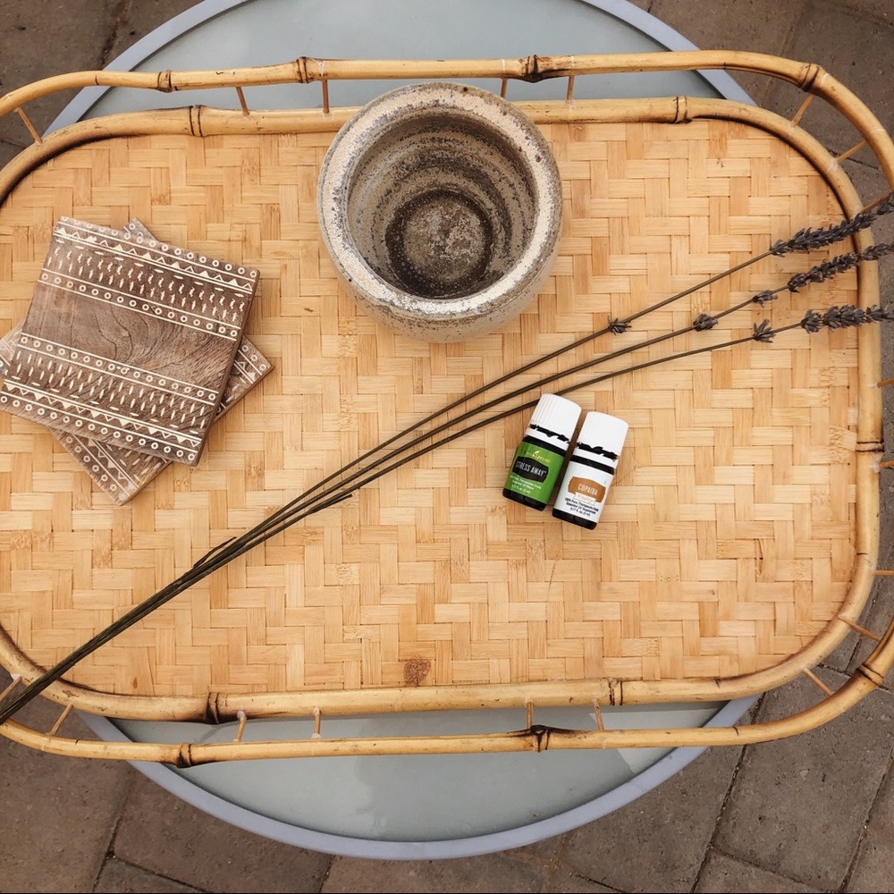 Boho Vintage Bamboo Serving Tray